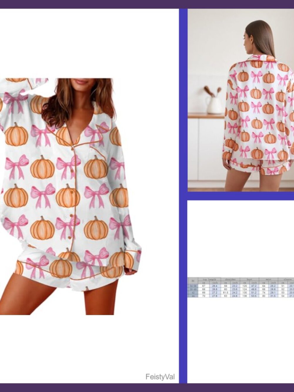 Womens Halloween Pajama Set 2 Piece Button Down Top Shorts Sleepwear Lounge